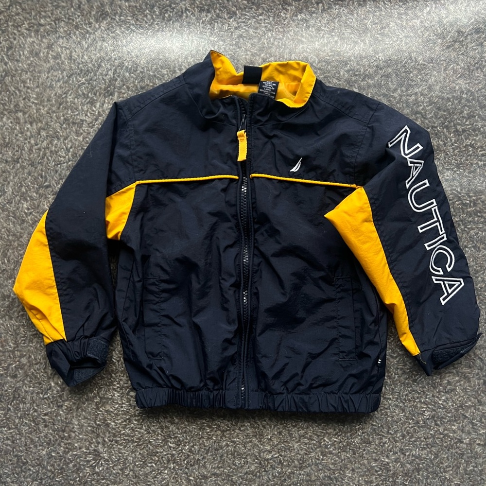 Nautica Toddler 2T Sailing Blue Yellow Full Zip Hood Anchor Brand Icon Jacket
